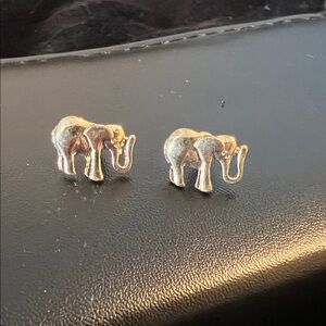 Elephant Stud Earrings - Silver Tone
